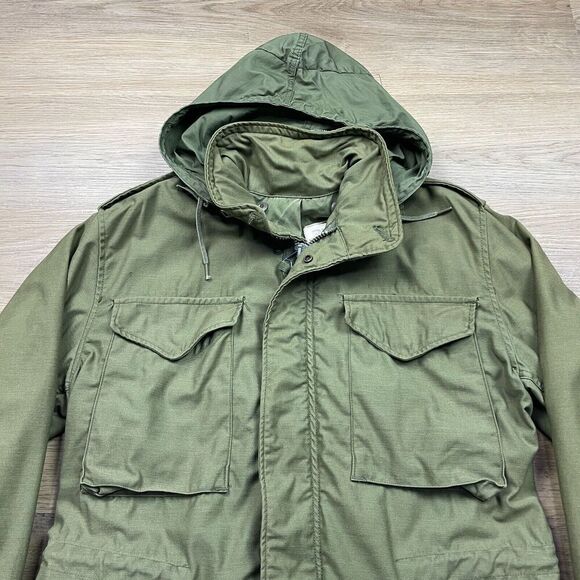 Vintage Jacket Mens Small Green Army M-65 Field Coat 60s Alpha Industries OG 107 - Picture 2 of 9